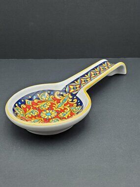 Nova Deruta Spoon Rest Deruta of Italy Large Colorful Spoon Rest